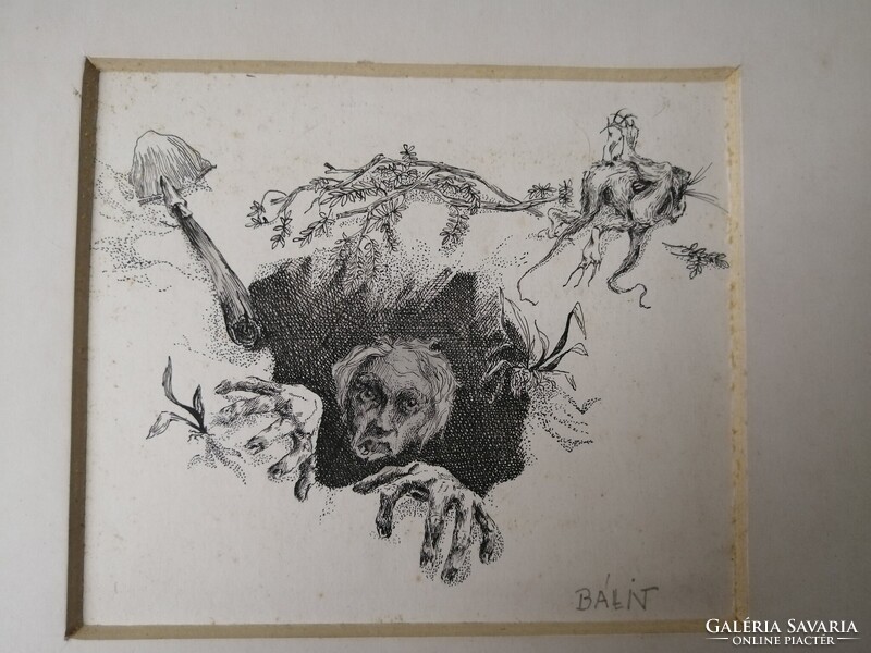 KIFELÉ A GÖDÖRBŐL - BÁLINT ENDRÉNEK TULAJDONÍTOTT GRAFIKA