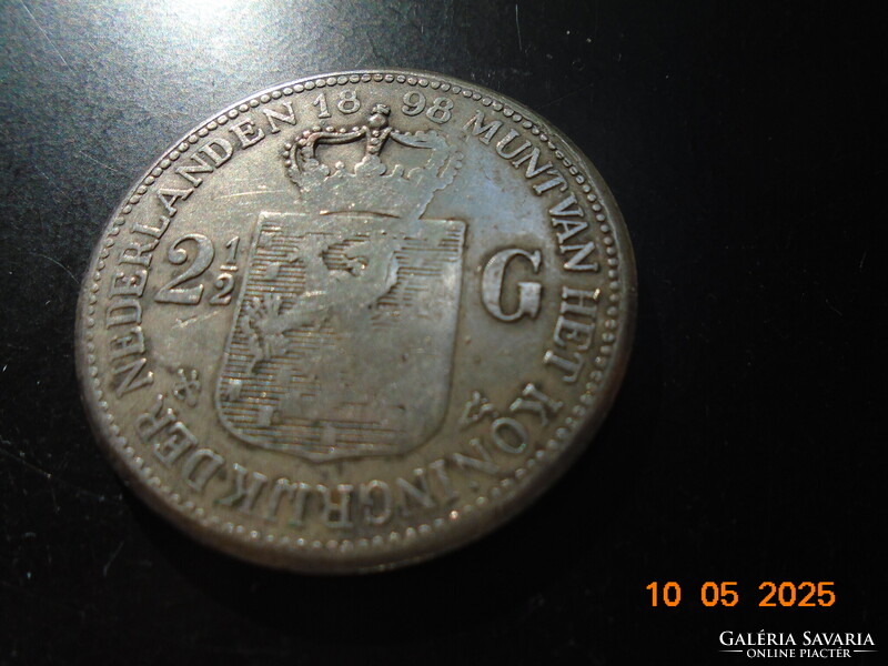 1898   2 1/2 Gulden Wilhelmina 945/1000 ezüst holland pénzérme