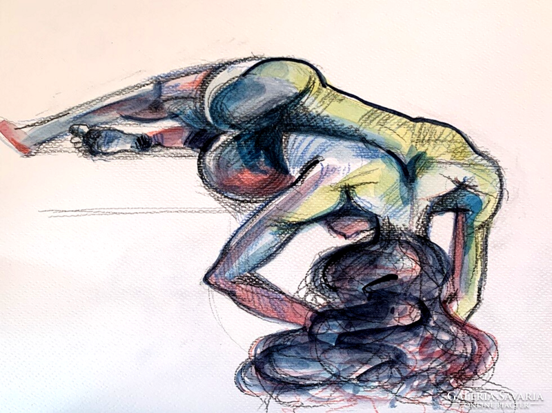 Vegyes technika - akvarell - 18 x 24 cm