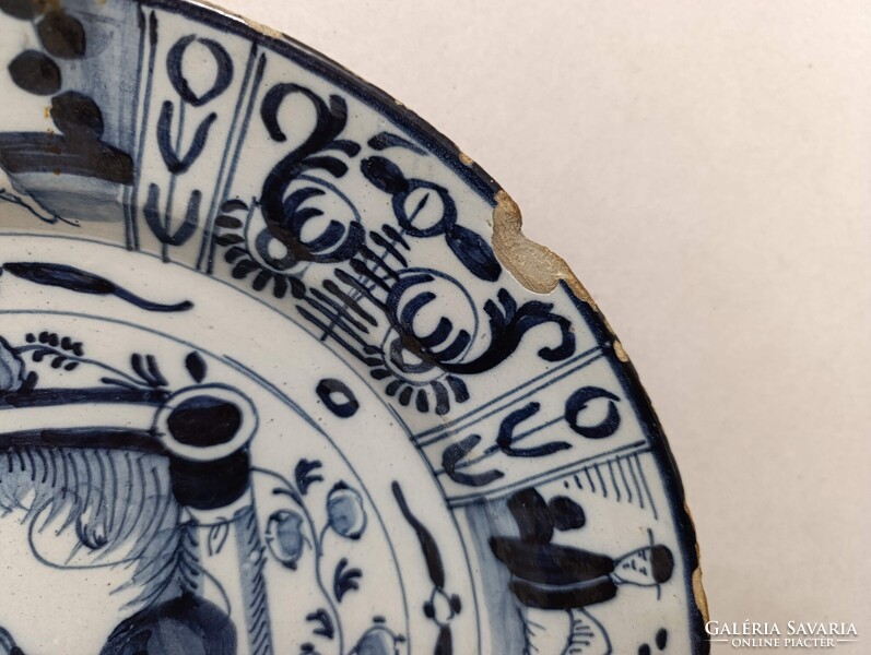 Antik zsidó delfti porcelán tányér tál oroszlán tóra tekercs judaika Delft 18. század 537 2954