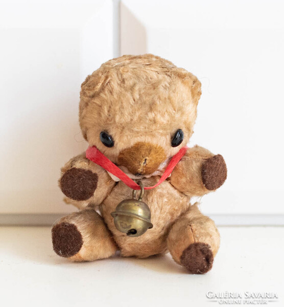 Vintage mini csengős mackó - maci, medve figura