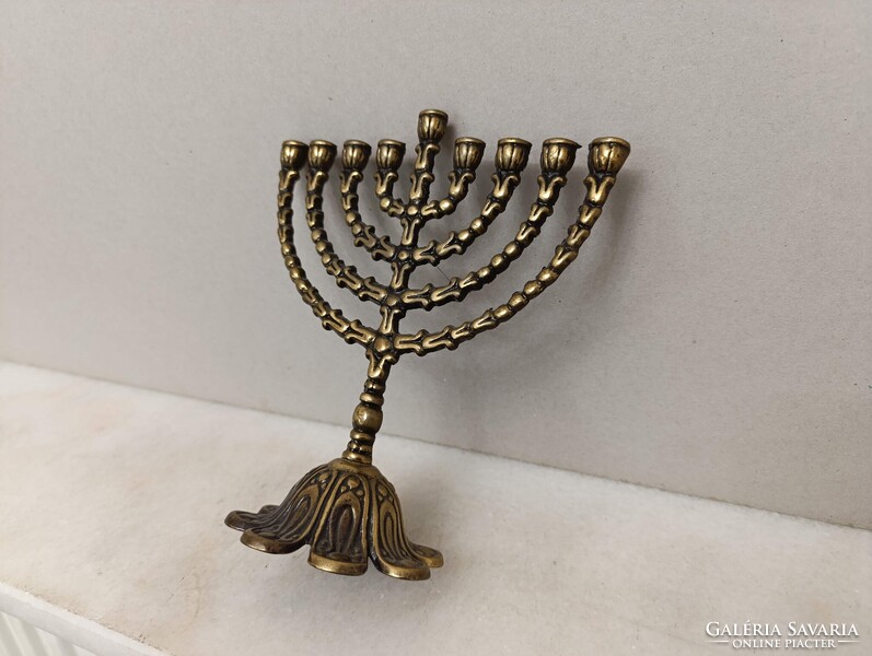 Hanuka gyertyatartó kis méretű réz menora menóra 9 ágú zsidó judaika hanukia Jerusalem 518 2967