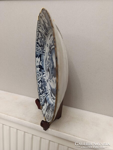 Antik zsidó delfti porcelán tányér tál oroszlán tóra tekercs judaika Delft 18. század 537 2954