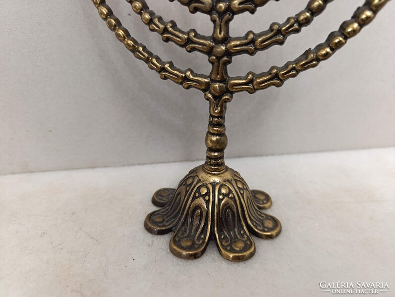Hanuka gyertyatartó kis méretű réz menora menóra 9 ágú zsidó judaika hanukia Jerusalem 518 2967