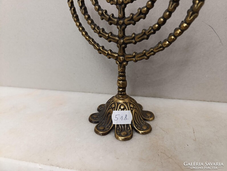 Hanuka gyertyatartó kis méretű réz menora menóra 9 ágú zsidó judaika hanukia Jerusalem 518 2967