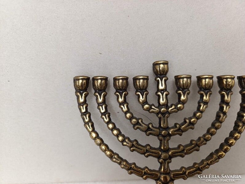 Hanuka gyertyatartó kis méretű réz menora menóra 9 ágú zsidó judaika hanukia Jerusalem 518 2967