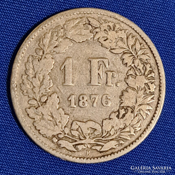 Ritka! 1876. Svájc 0,835 ezüst 1 Frank  (331)