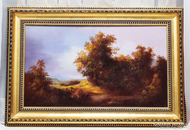 Huller Ágoston - Erdő részlet című olajfestménye 60x40 cm-es gyönyörű kerettel
