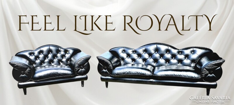 Exluzív Swarovski gombos luxus Olasz chesterfield jellegű bőr ülőgarnitúra B237