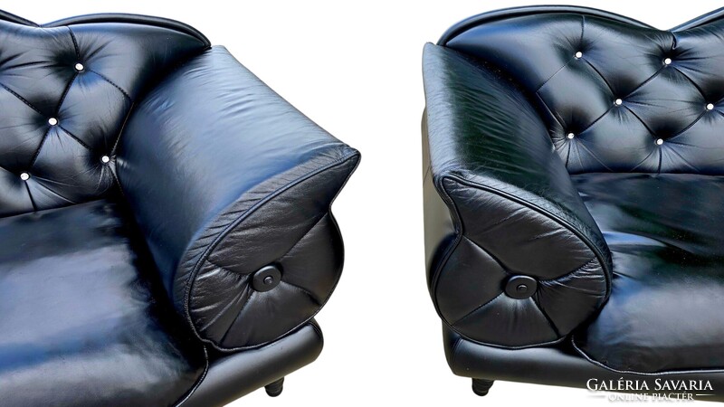 Exluzív Swarovski gombos luxus Olasz chesterfield jellegű bőr ülőgarnitúra B237
