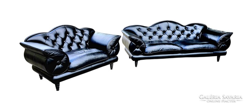 Exluzív Swarovski gombos luxus Olasz chesterfield jellegű bőr ülőgarnitúra B237