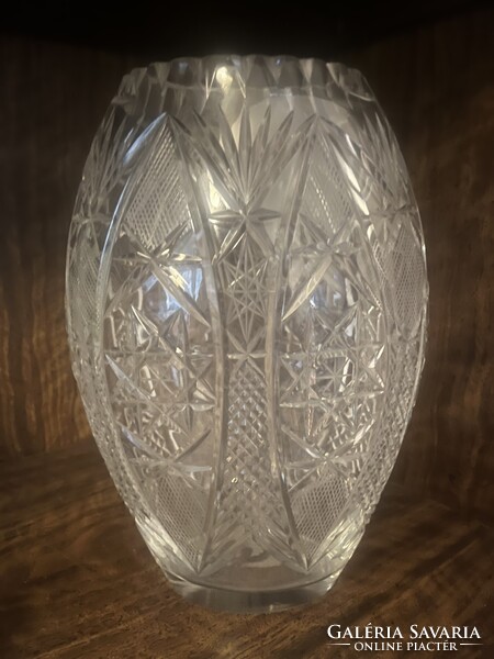 27 cm magas ovális kristályváza