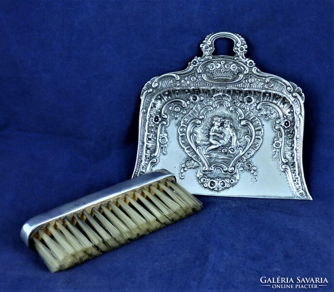 Magical, antique, silver crumb/table brush & shovel, German, ca. 1890!!!