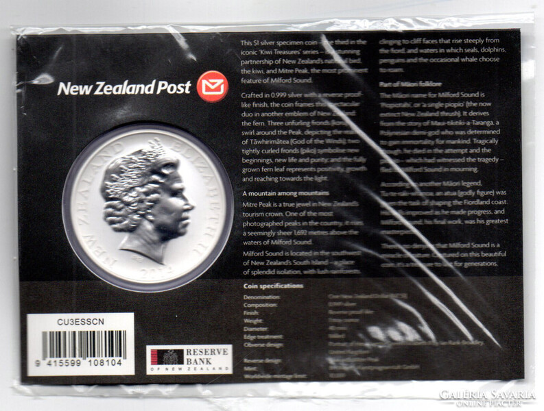 Új-Zéland 1 Dollár 2014 Kiwi Mitre Peak bliszter 1 UNCIA ezüst