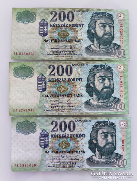 200 Ft-os bankjegyek (1998, 2004 és 2005.)