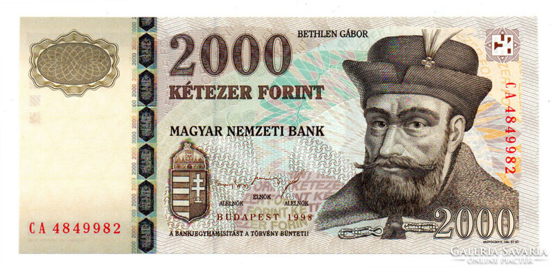 2000 Forint Bankjegy 1998 CA UNC, hullámos papír