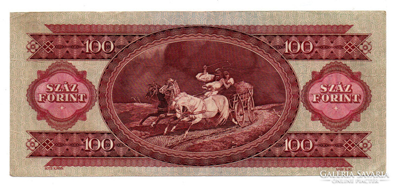 100 Forint Bankjegy 1968 VF alacsony sorszám 000870