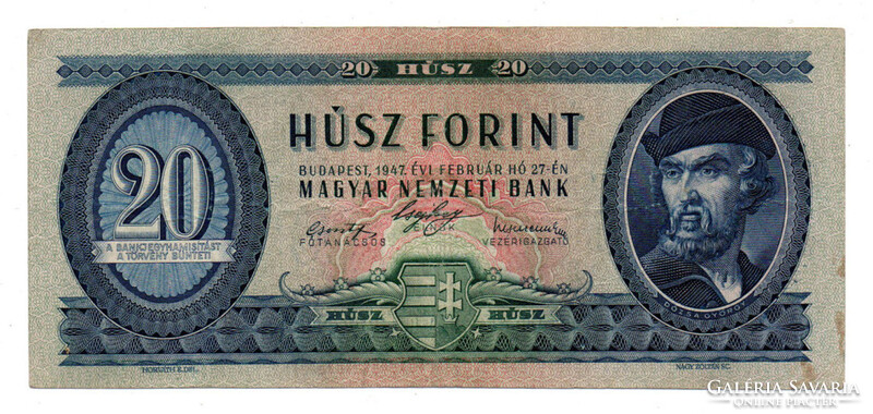 20 Forint Bankjegy 1947 aVF
