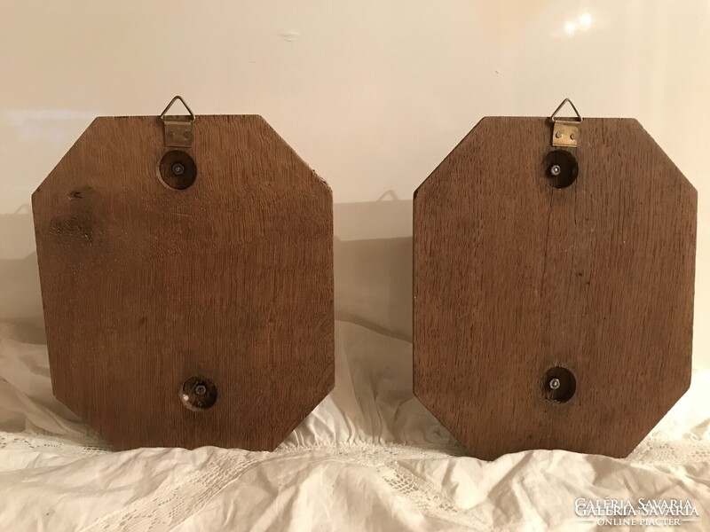 JÉZUS + MÁRIA - ALKUKÉPES - 3 D - 18 x 15 x 7 cm - FÉM - FA - FALRA  AKASZTHATÓ