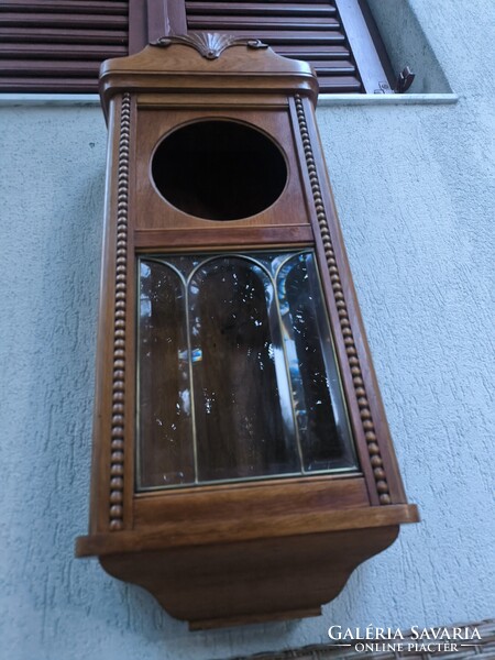 Antik szecessziós Art Deco fali vitrin kulcsos szekrény fali óra doboz csiszolt üveg hàzi àldàs tart