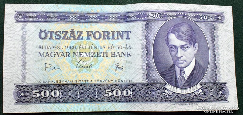 Ötszáz Forint 1969 június 30. , szép állapot , régi magyar papír pénz , 500