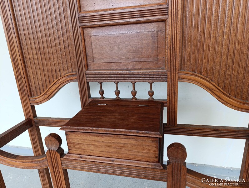 Előszobafal antik bútor nagy méretű dekoratív art deco tükrös ruhafogas fogas előszoba fal 972 3084