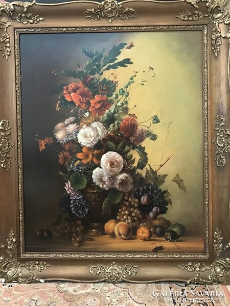 Barokkos stílusú , részlet gazdag csodás olaj, fa kép Hendrik Reedkers : Still  life után festve