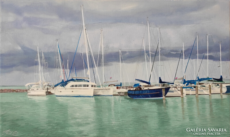 Boats and ships on a lake