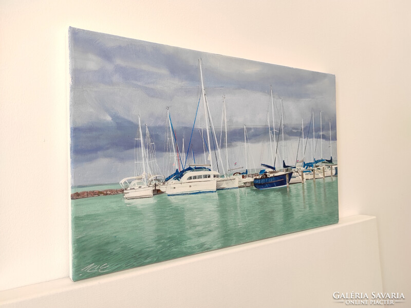 Boats and ships on a lake