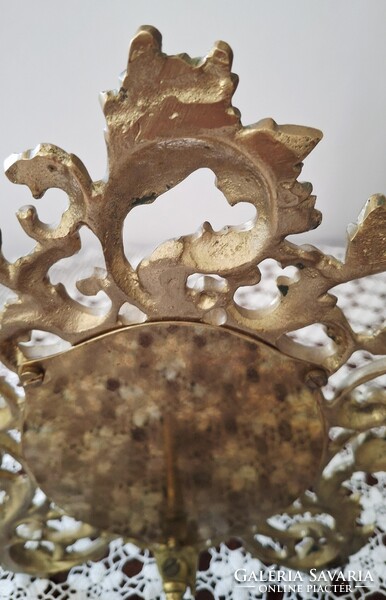 Gyönyörű Barokk florentin mintás tömör réz képtartó vagy képkeret  26 , 5 x 19 ,5 cm