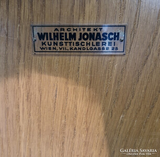 Eredeti jelzett, bécsi bauhaus íróasztal, tömör tölgy