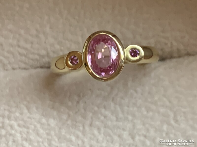 Padparadscha rózsaszín gyémántokkal.Ritkaság! Tanúsítvánnyal!ÚJ!