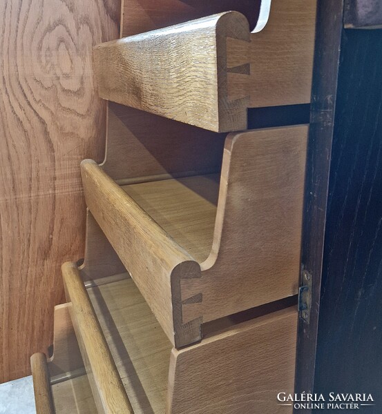 Eredeti jelzett, bécsi bauhaus íróasztal, tömör tölgy