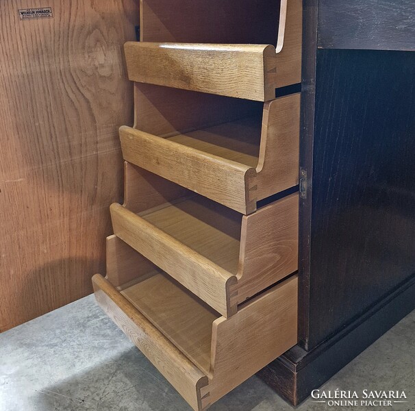 Eredeti jelzett, bécsi bauhaus íróasztal, tömör tölgy