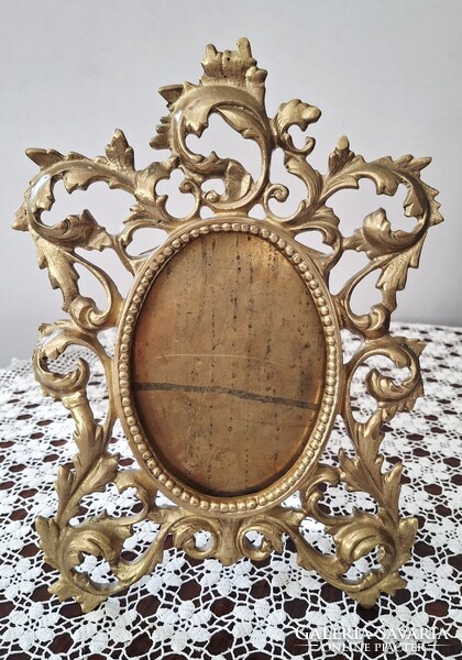 Gyönyörű Barokk florentin mintás tömör réz képtartó vagy képkeret  26 , 5 x 19 ,5 cm