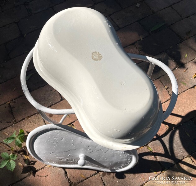 Antik fajansz Villeroy & Boch porcelán bide régi állványos mosakodó tál bidé, tisztálkodó edény