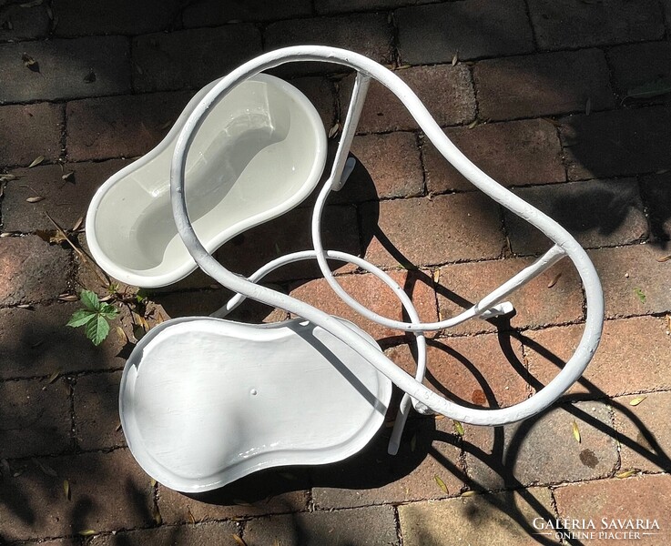Antik fajansz Villeroy & Boch porcelán bide régi állványos mosakodó tál bidé, tisztálkodó edény