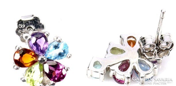 Valodi Kek Topaz Citrin Ametiszt Granat Peridot 925 Ezust Fülbevalò