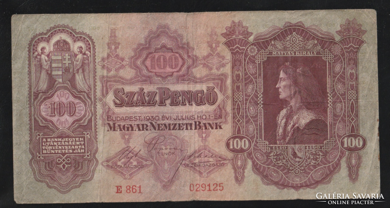 Száz Pengő 1930 Forgalmi papírpénz ( 2 )