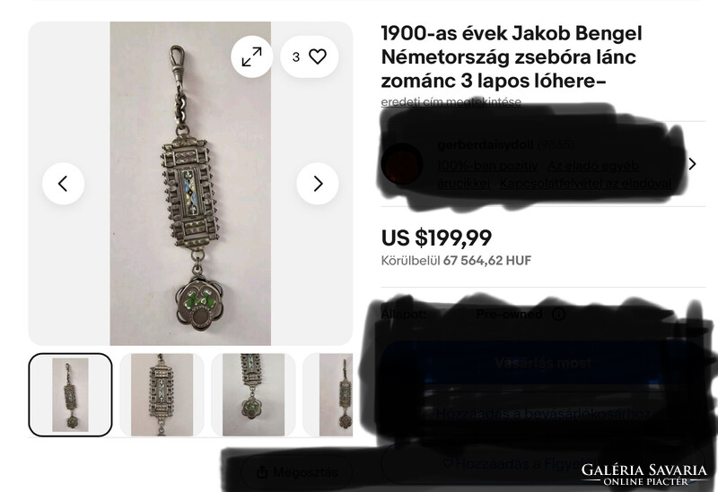 Zsebóra vagy tiszti lánc a végén szerencse hozó  malac Jacob  Bengel lánc tipusú