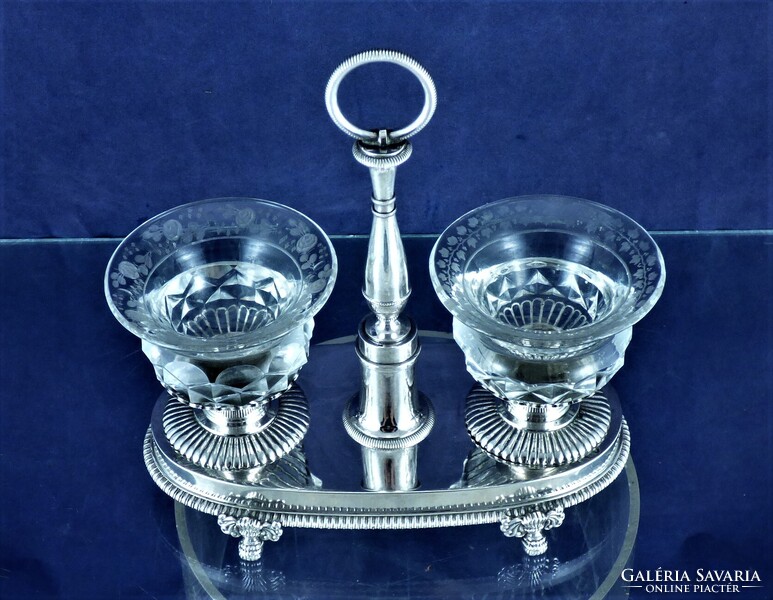 POMPÁS, ANTIK EZÜST FŰSZERTARTÓ, PÁRIZS, CA. 1820!!!