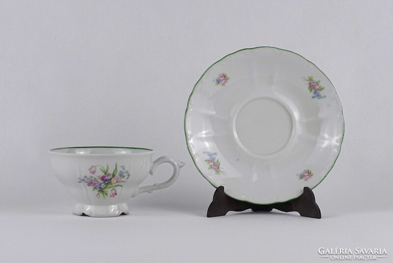 1V960 Altrohlauer 5 személyes virágmintás porcelán teáskészlet 14 darab