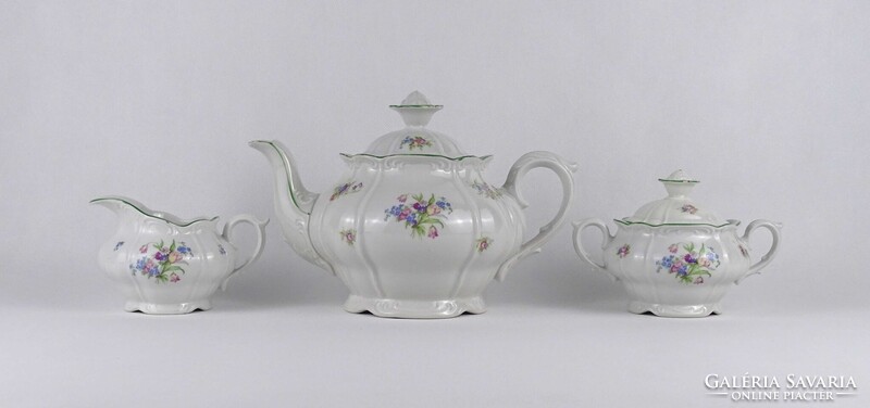 1V960 Altrohlauer 5 személyes virágmintás porcelán teáskészlet 14 darab
