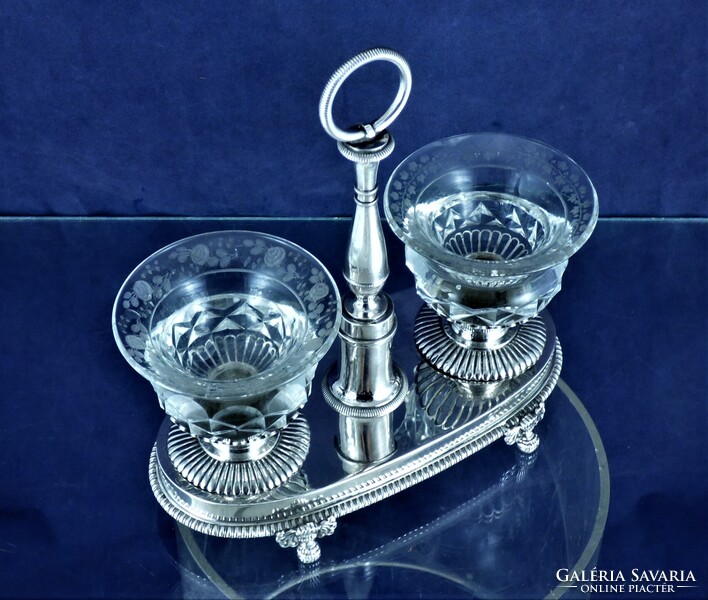 POMPÁS, ANTIK EZÜST FŰSZERTARTÓ, PÁRIZS, CA. 1820!!!
