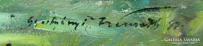 Gyertyáni Németh Gyula (1892 - 1946) Balatoni Táj c. festménye Eredeti Garanciával!!