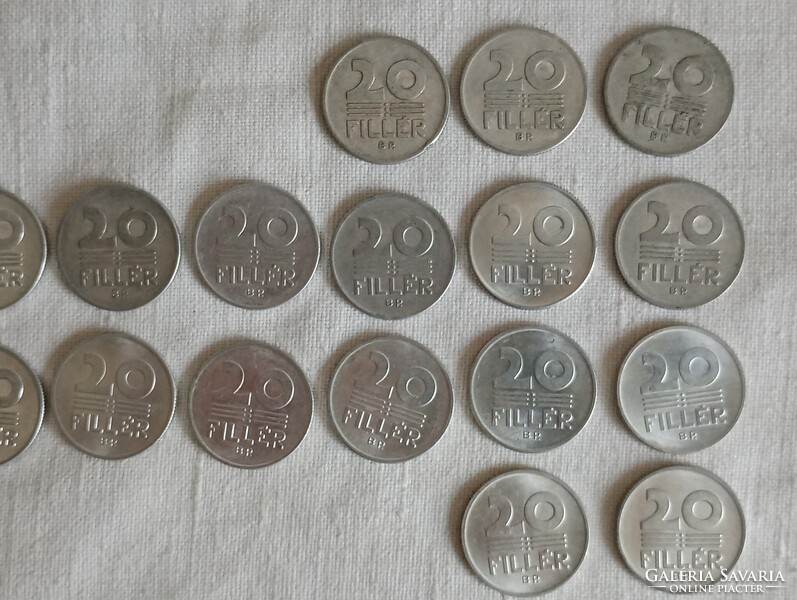 Pénzérme 010 - Magyar Népköztársaság 20 Fillér BP. 1967-1991 évente 1db és 2db 1989 egyben  alumíni