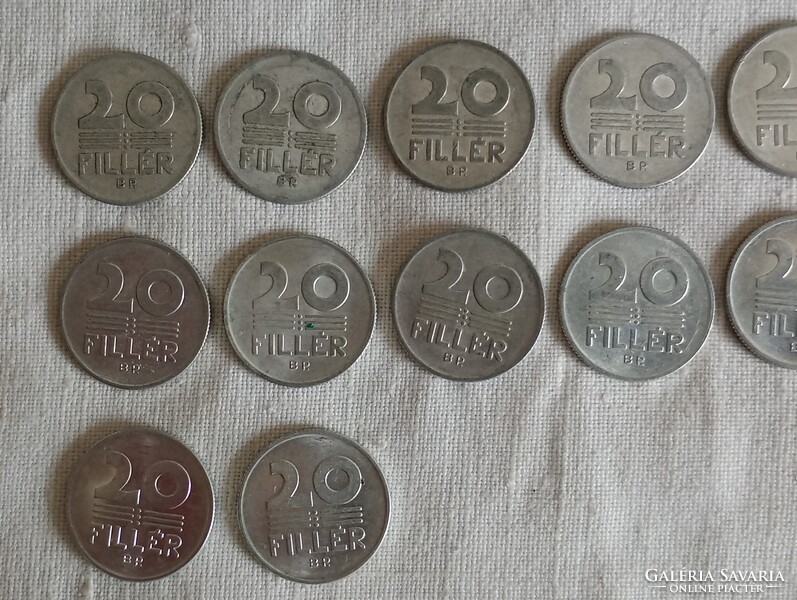 Pénzérme 010 - Magyar Népköztársaság 20 Fillér BP. 1967-1991 évente 1db és 2db 1989 egyben  alumíni