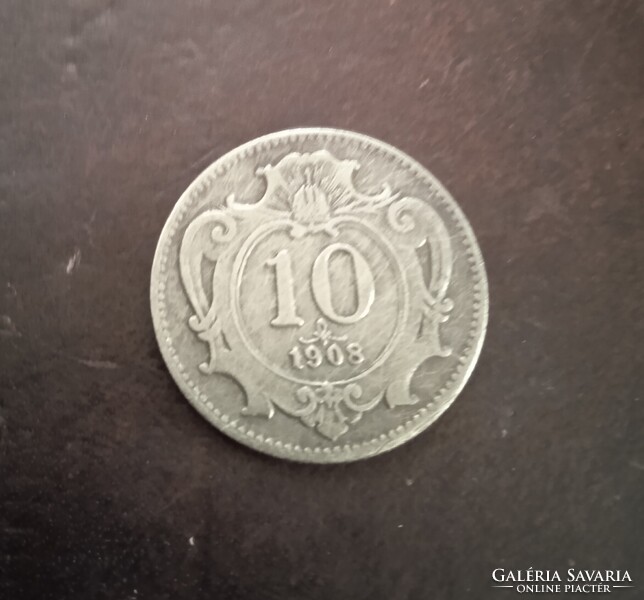 Osztrák - Magyar Korona pénz 3 pénzérme10 heller 1894 1908 és 2 fillér 1917 királyi váltópénz