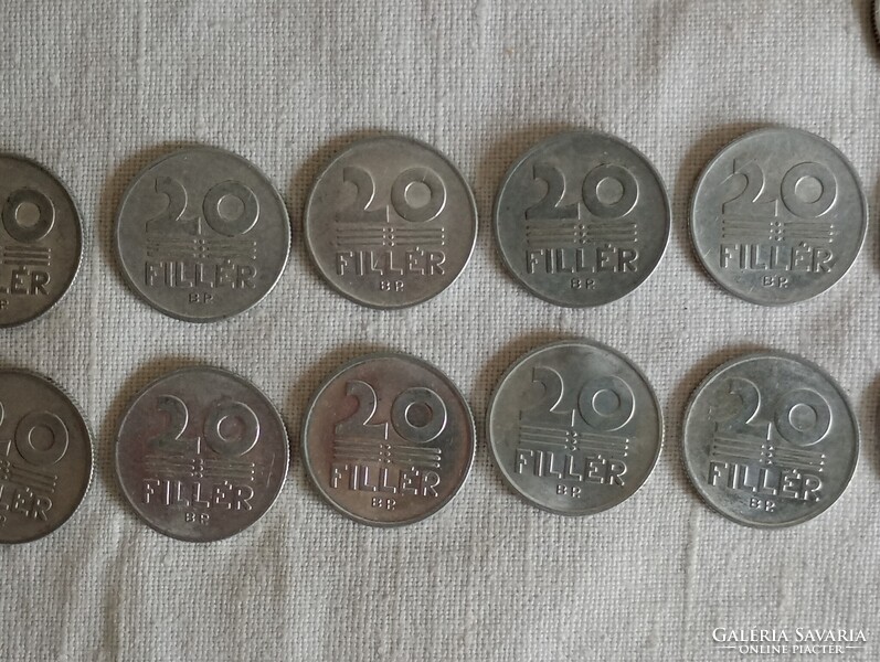 Pénzérme 010 - Magyar Népköztársaság 20 Fillér BP. 1967-1991 évente 1db és 2db 1989 egyben  alumíni