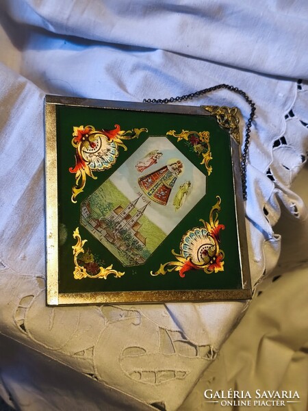 Antik Máriagyűdi kegykép, fém díszes keretben.  30